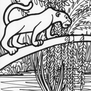Jungle cougar coloring page