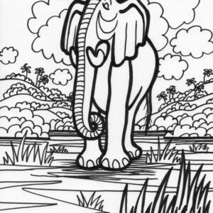 Jungle elephant coloring page