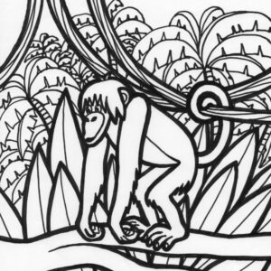 Jungle monkey coloring page