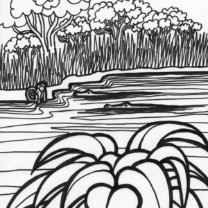 Jungle alligator coloring page