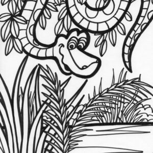 Jungle scene coloring page
