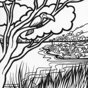 Jungle bird coloring page