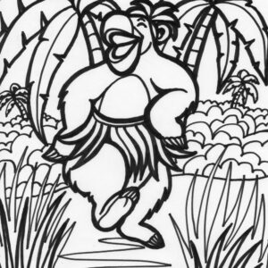 Jungle dancing bear coloring page