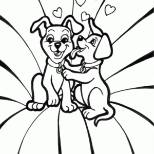 puppy kisses coloring page