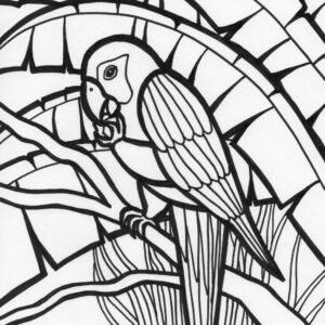 Rainforest parrot coloring page