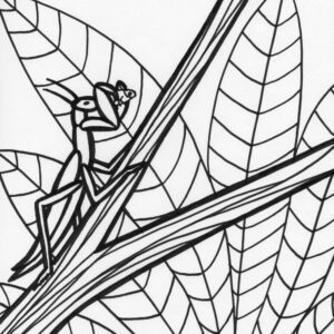 Rainforest mantis coloring page