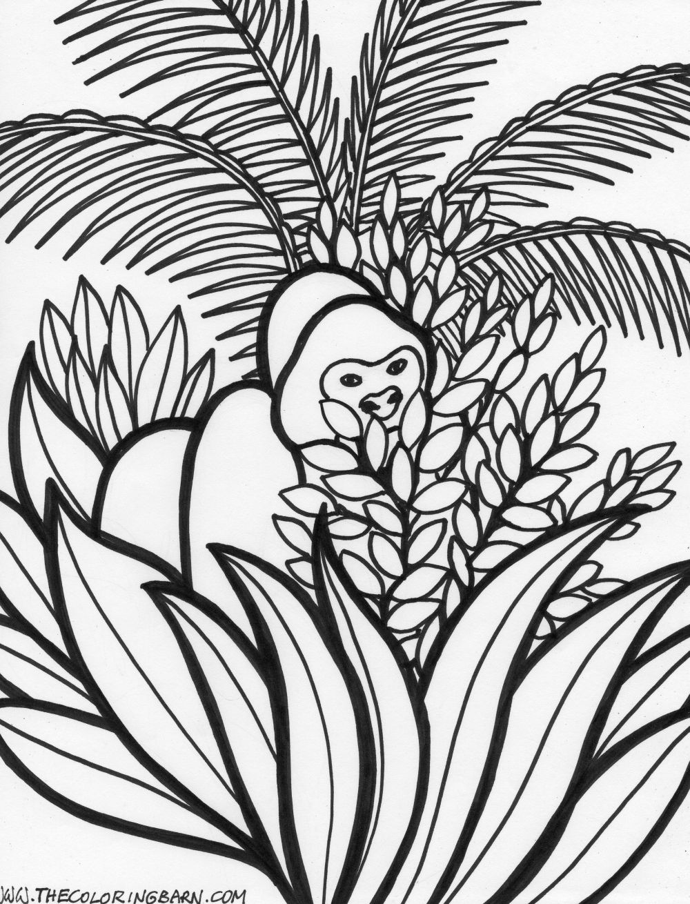 Rainforest gorilla coloring page