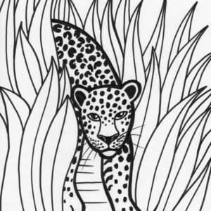 Rainforest leopard coloring page