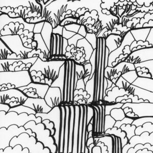 Rainforest waterfall coloring page