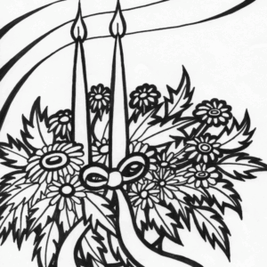 Thanksgiving candles coloring page