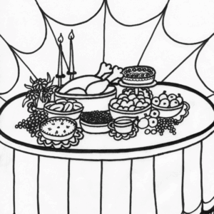 Thanksgiving feast coloring page