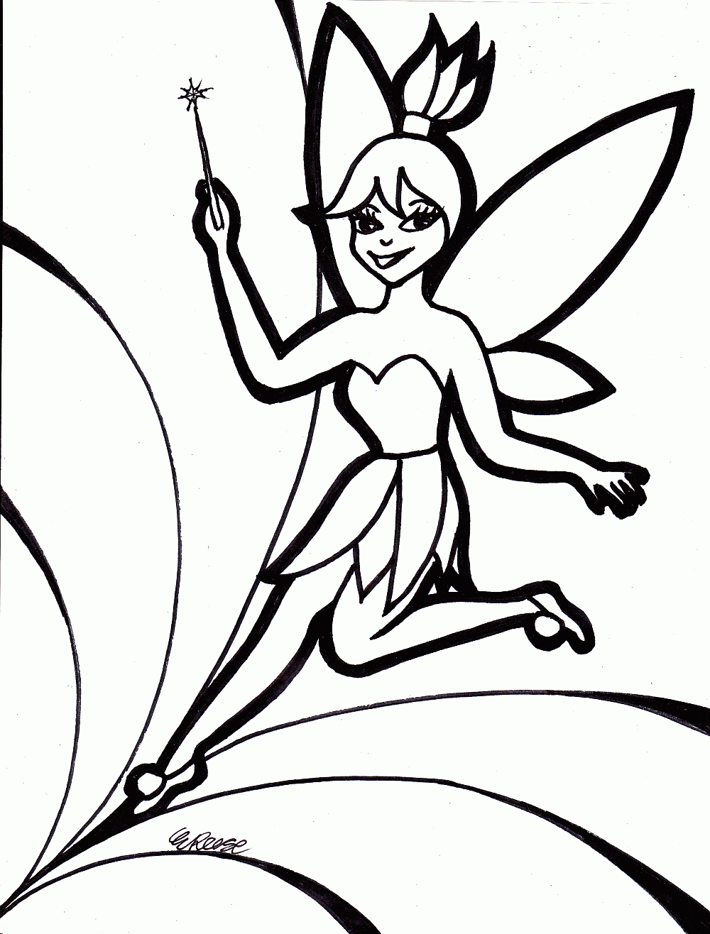 tinkerbell flying coloring pages