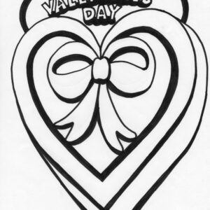 bow heart coloring page