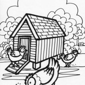 chicken coop coloring page