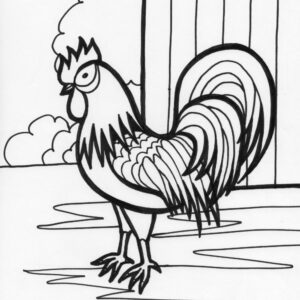 farm rooster coloring page