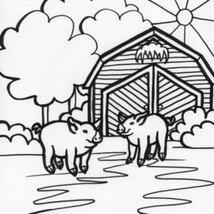 farm pigs coloring page