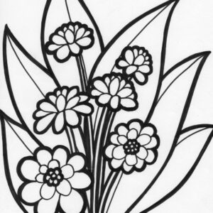 flowers and leaves coloring page
