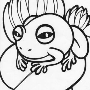 frog and flower coloring page