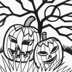 two jack-o-lantern coloring page