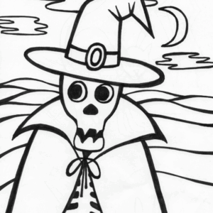 halloween skeleton coloring page