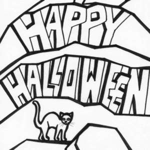 happy halloween coloring page