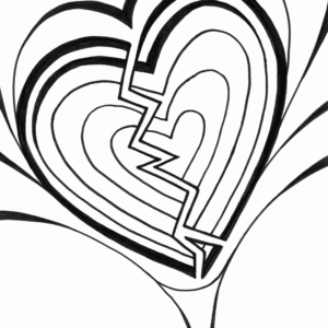 broken heart coloring page