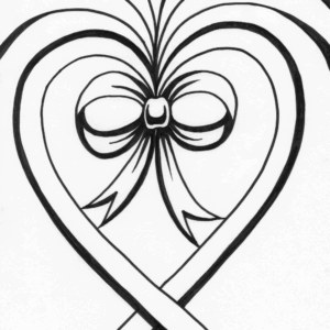 bow heart coloring page