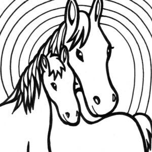 mother and baby horse coloring page