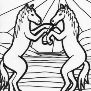 rearing up horses coloring page