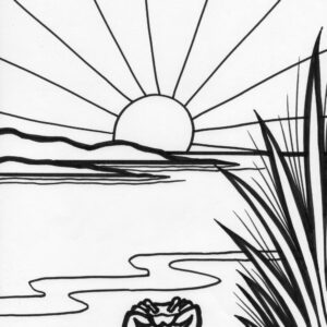 island sunrise coloring page