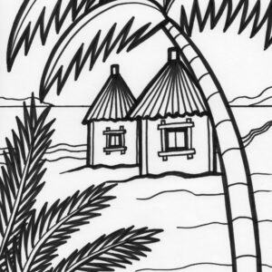 island hut coloring page