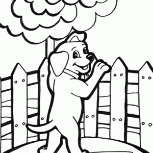 puppies in fence coloring page
