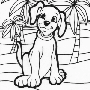 puppies in tropics coloring page
