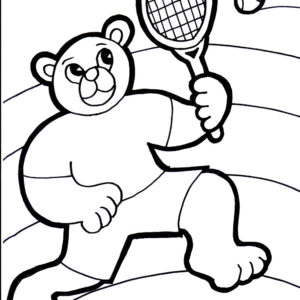 Bear Playing Tennis Coloring Page