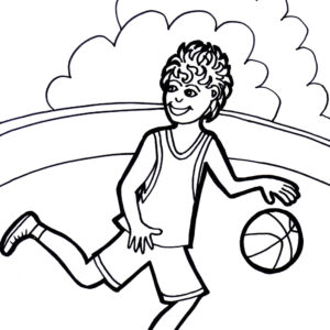 Boy Playing Basketball Coloring Page