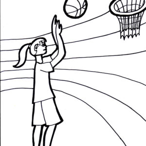 Girl Playing Basketball Coloring Page