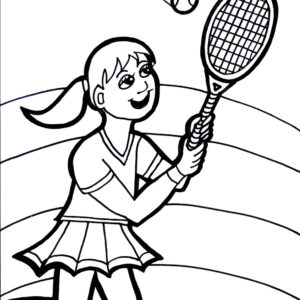 Girl Playing Tennis Coloring Page