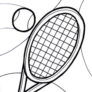 Tennis Racquet And Ball Coloring Page